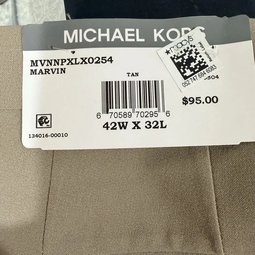 New Michael Kors Men’s Classic Performance Marvin Tan Pants 42W 32L $95